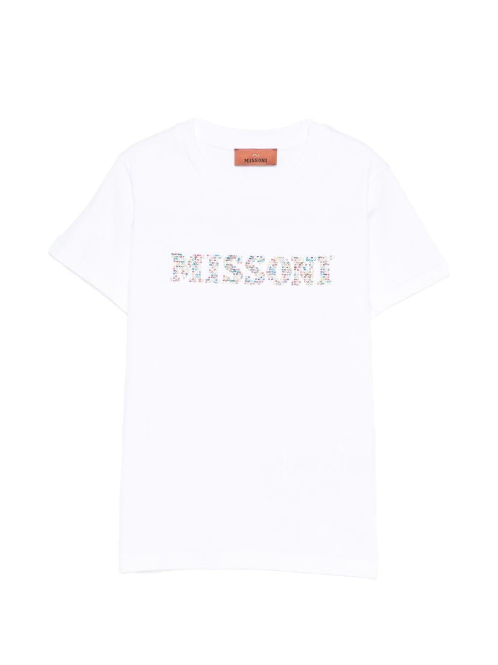 T-shirt per bambina Missoni Kids bianca con stampa logo<BR/> - Rubino Kids
