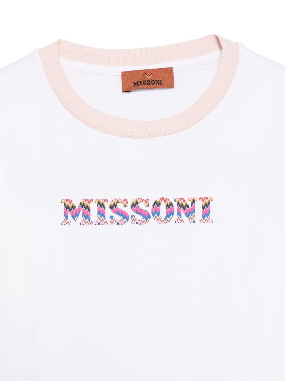 T-shirt per bambina Missoni Kids bianco con logo motivo a zigzag - Rubino Kids