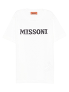 T-shirt per bambina Missoni Kids bianco con logo ricamato - Rubino Kids