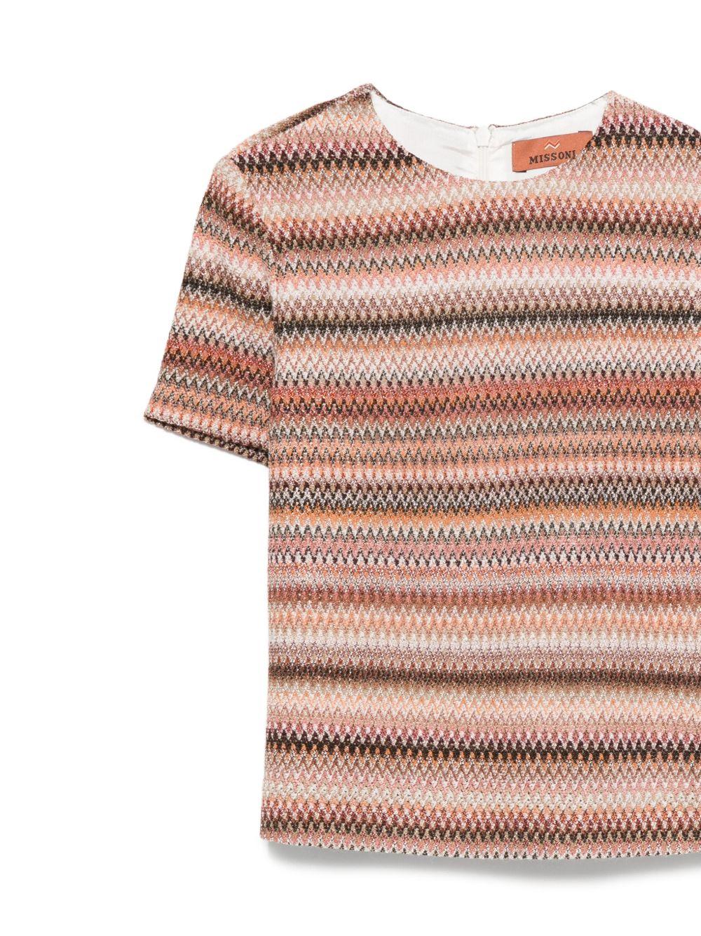 T-shirt per bambina Missoni Kids multicolore con motivo a zigzag - Rubino Kids