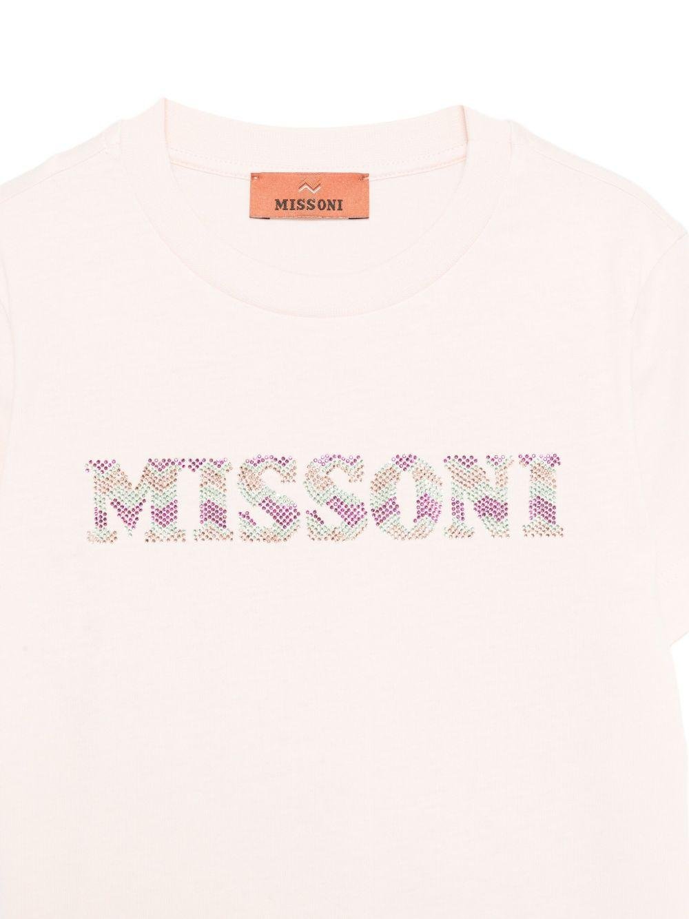T-shirt per bambina Missoni Kids rosa con decorazione logo - Rubino Kids