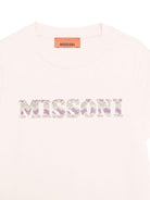 T-shirt per bambina Missoni Kids rosa con decorazione logo - Rubino Kids
