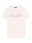 T-shirt per bambina Missoni Kids rosa con decorazione logo - Rubino Kids