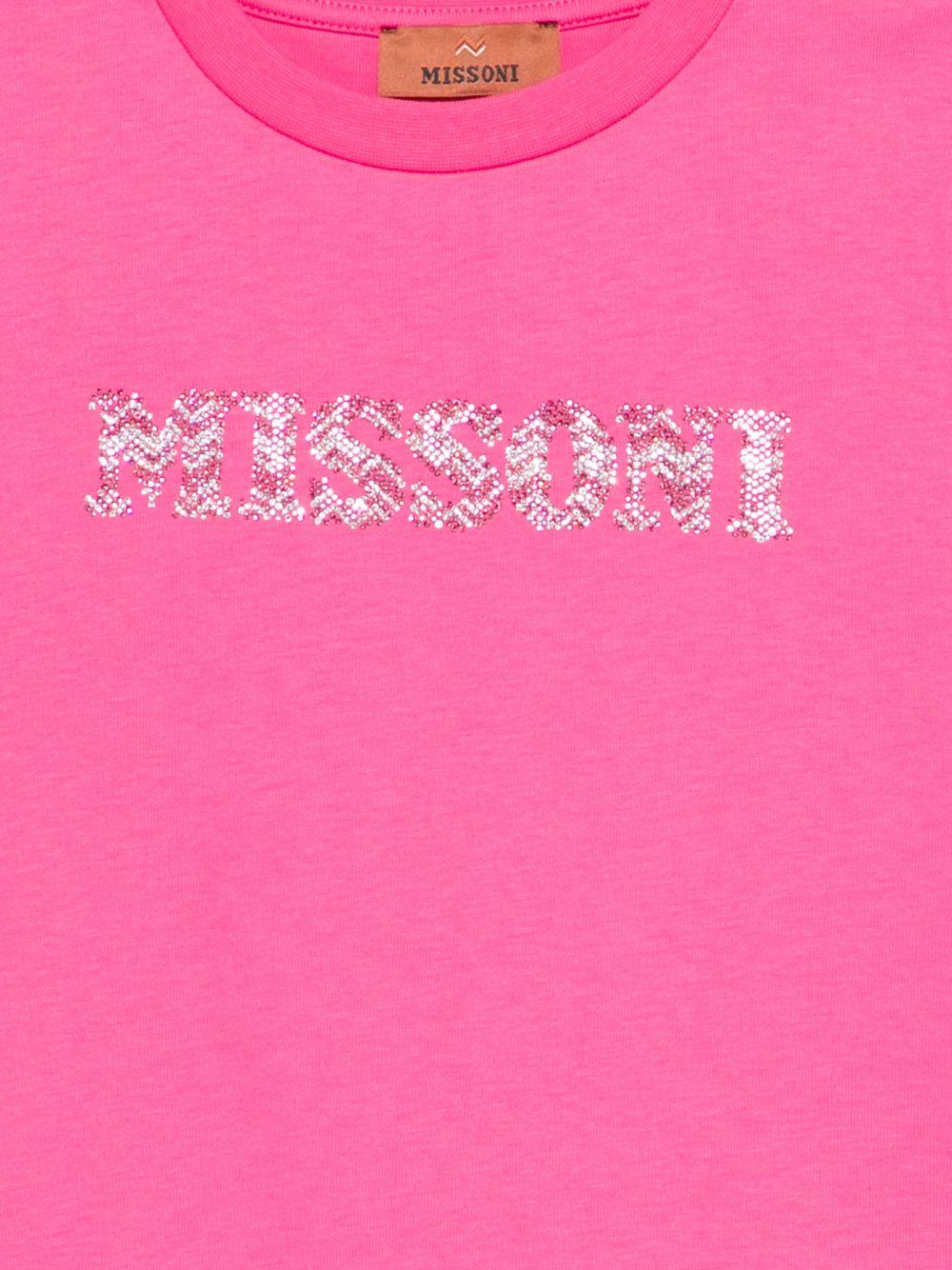 T-shirt per bambina Missoni Kids rosa con logo decorato - Rubino Kids