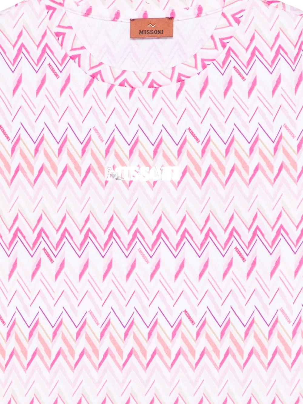 T-shirt per bambina Missoni Kids rosa con motivo a zigzag - Rubino Kids
