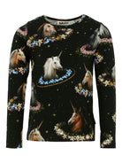 T-shirt per bambina Molo nera con stampa unicorno - Rubino Kids