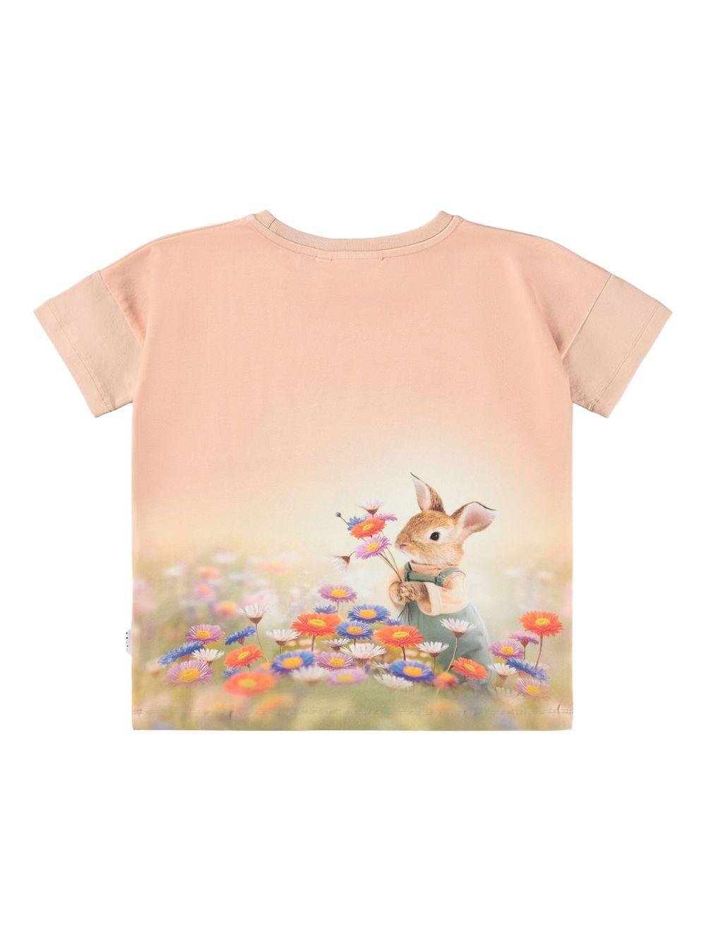 T-shirt per bambina Molo Raeesa rosa con stampa grafica all - over - Rubino Kids
