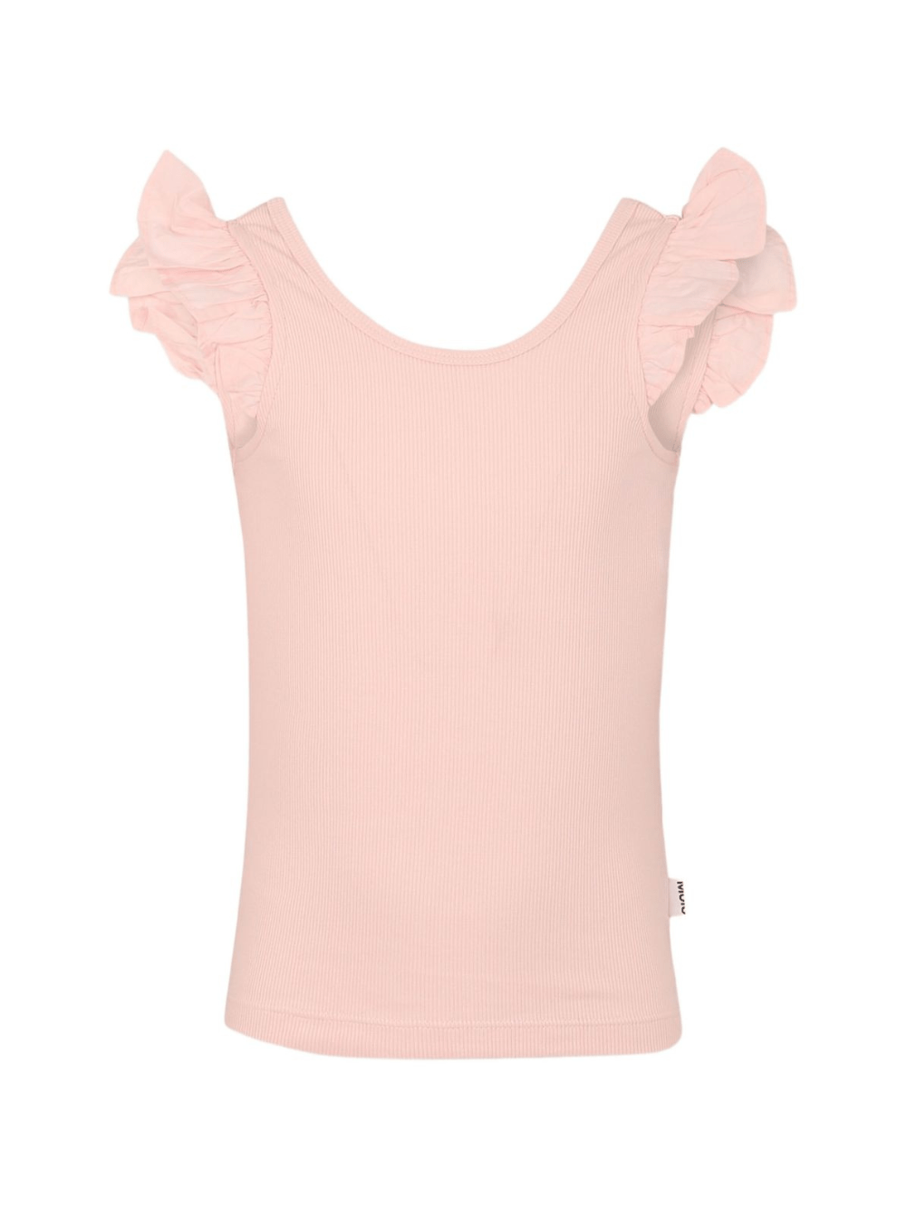 T-shirt per bambina Molo rosa a coste con rifinitura con ruches - Rubino Kids