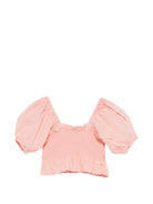 T-shirt per bambina Molo rosa con corpetto arricciato - Rubino Kids
