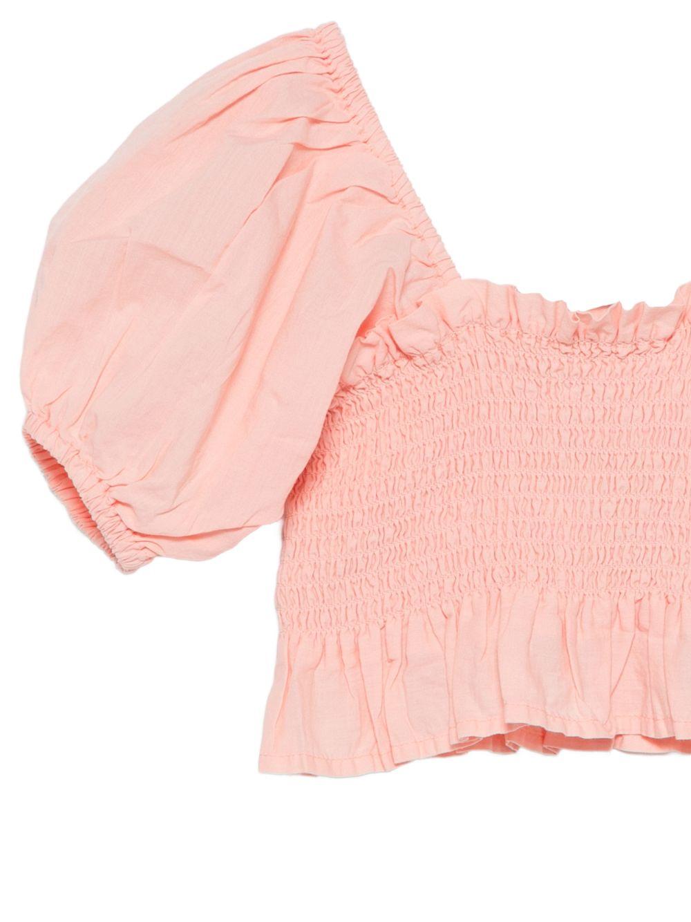 T-shirt per bambina Molo rosa con corpetto arricciato - Rubino Kids