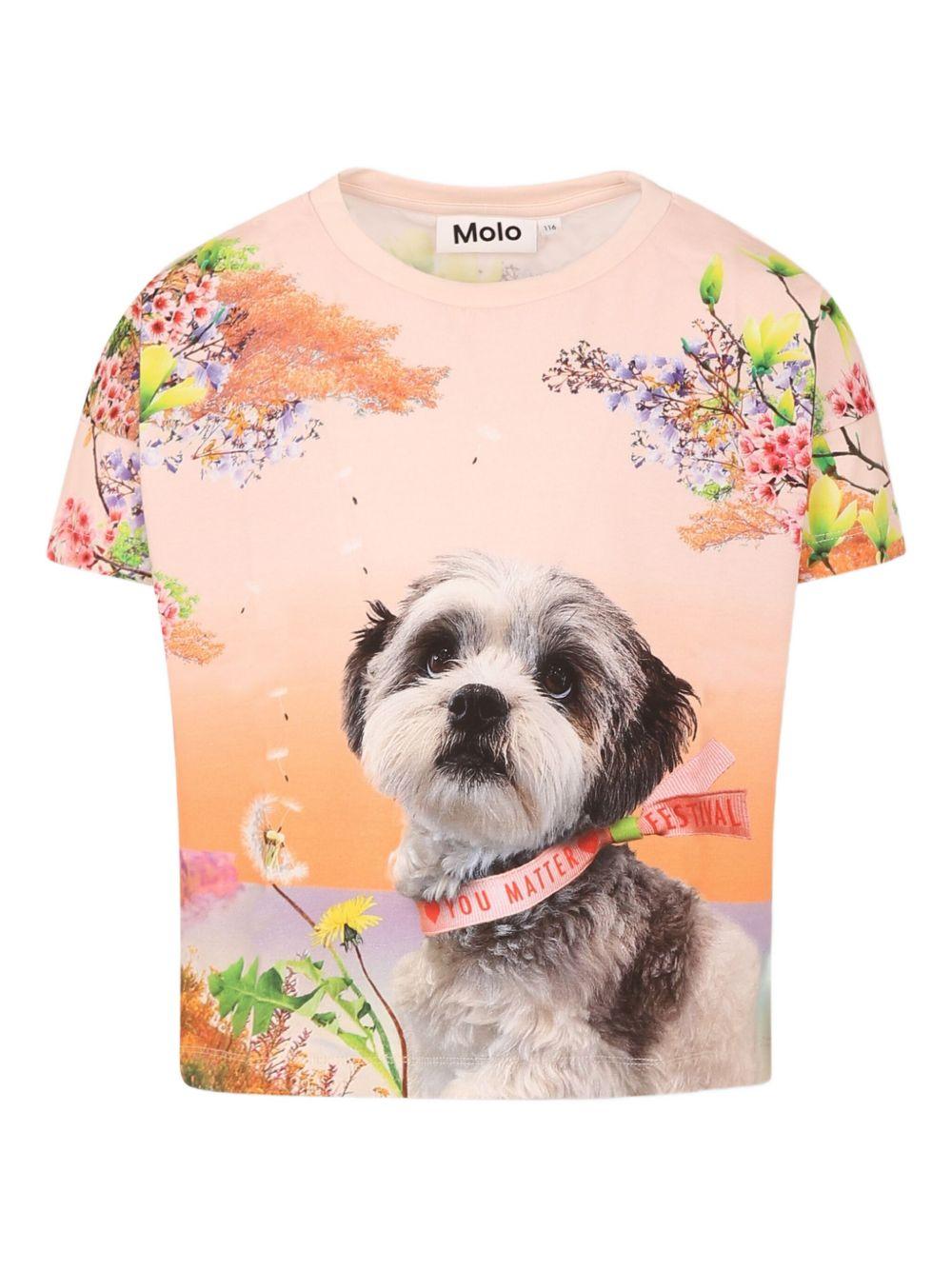 T-shirt per bambina Molo rosa con stampa grafica - Rubino Kids