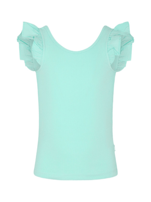 T-shirt per bambina Molo verde acquamarina a coste