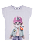 T-shirt per bambina Molo viola a maniche corte con stampa - Rubino Kids