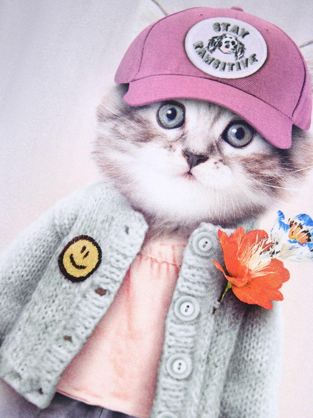 T-shirt per bambina Molo viola a maniche corte con stampa - Rubino Kids