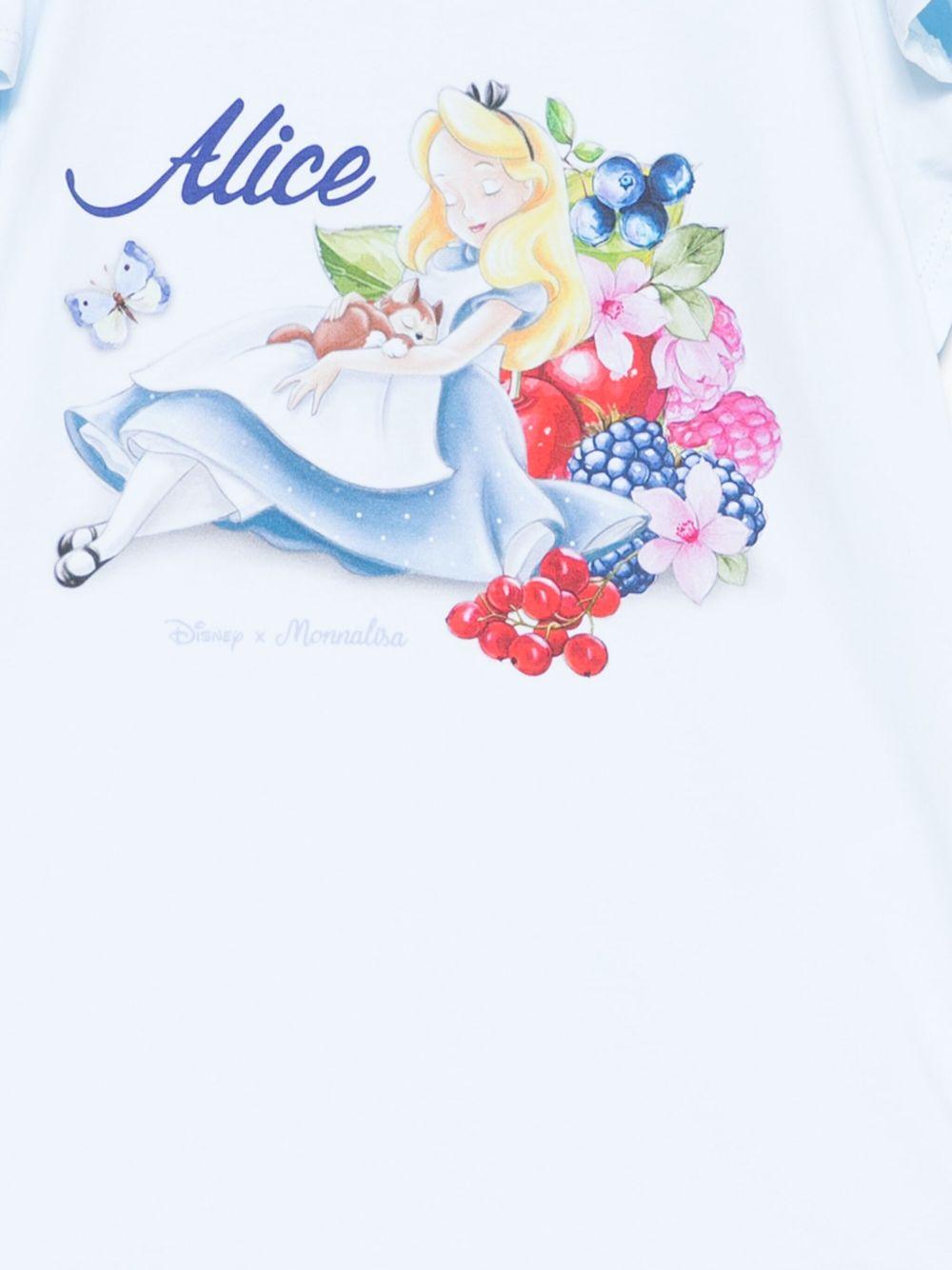 T-shirt per bambina Monnalisa azzurro con motivo Alice x Disney - Rubino Kids