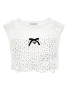 T-shirt per bambina Monnalisa bianca a pois - Rubino Kids