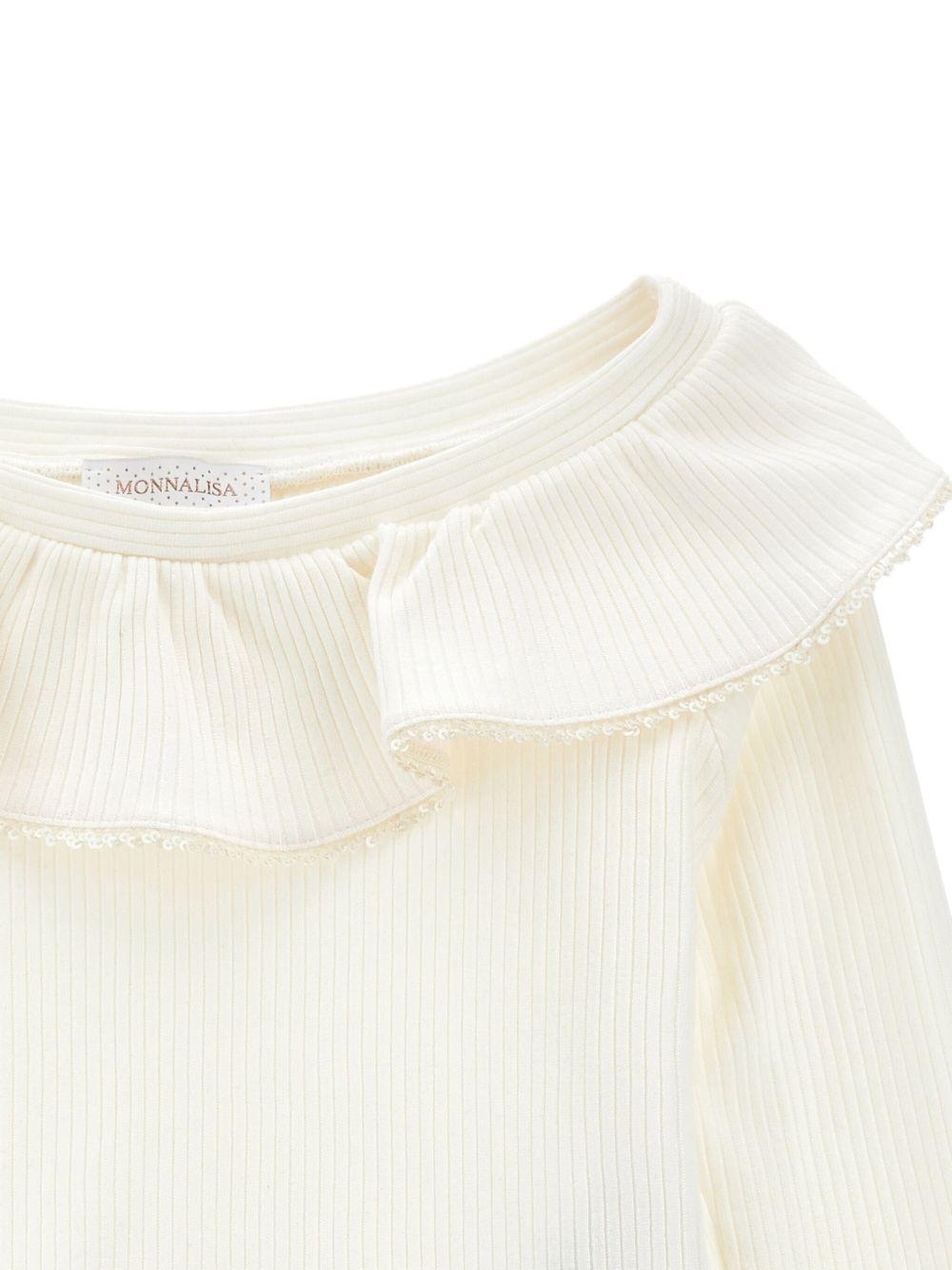 T-shirt per bambina Monnalisa bianca con colletto con increspature - Rubino Kids