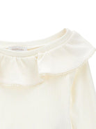 T-shirt per bambina Monnalisa bianca con colletto con increspature - Rubino Kids