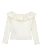 T-shirt per bambina Monnalisa bianca con colletto con increspature - Rubino Kids