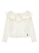 T-shirt per bambina Monnalisa bianca con colletto con increspature - Rubino Kids