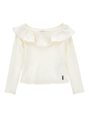 T-shirt per bambina Monnalisa bianca con colletto con increspature