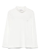 T-shirt per bambina Monnalisa bianca con decorazioni in strass - Rubino Kids