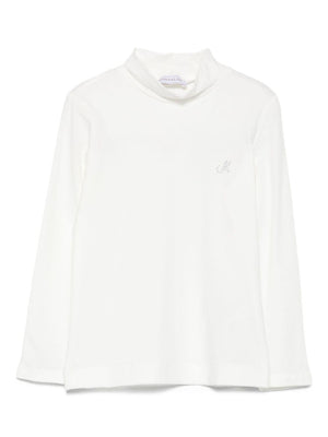 T-shirt per bambina Monnalisa bianca con decorazioni in strass