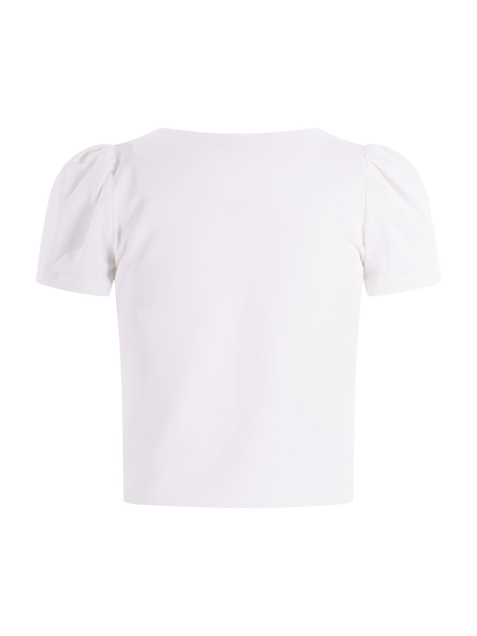 T-shirt per bambina Monnalisa bianca con grafica a fiori sul davanti - Rubino Kids