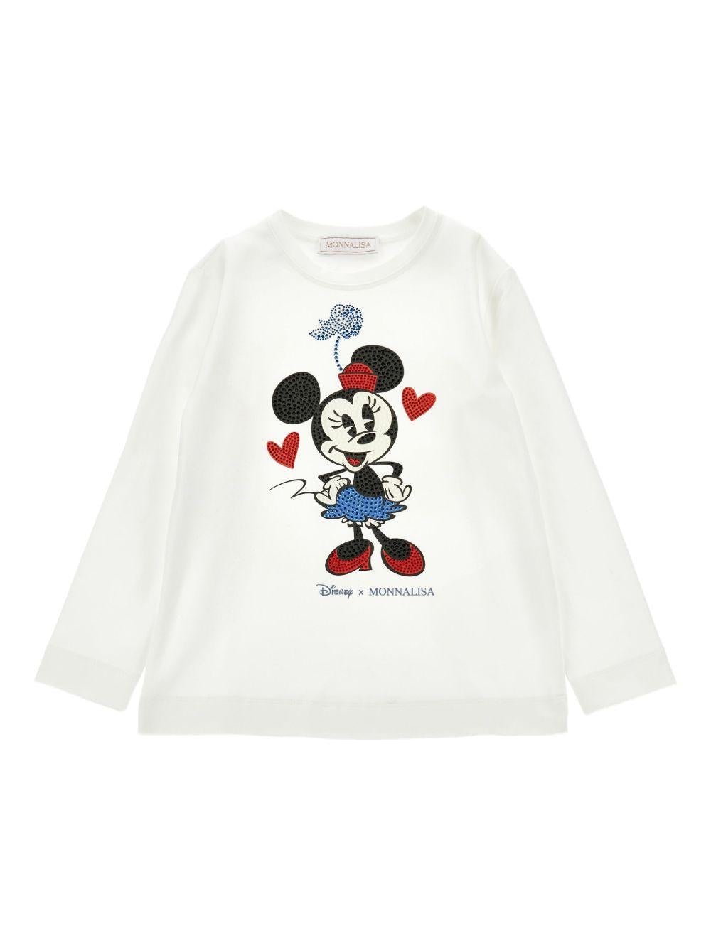 T-shirt per bambina Monnalisa bianca con grafica con Minnie - Rubino Kids