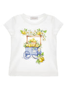 T-shirt per bambina Monnalisa bianca con grafica - Rubino Kids