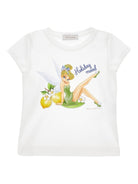 T-shirt per bambina Monnalisa bianca con grafica Trilli - Rubino Kids