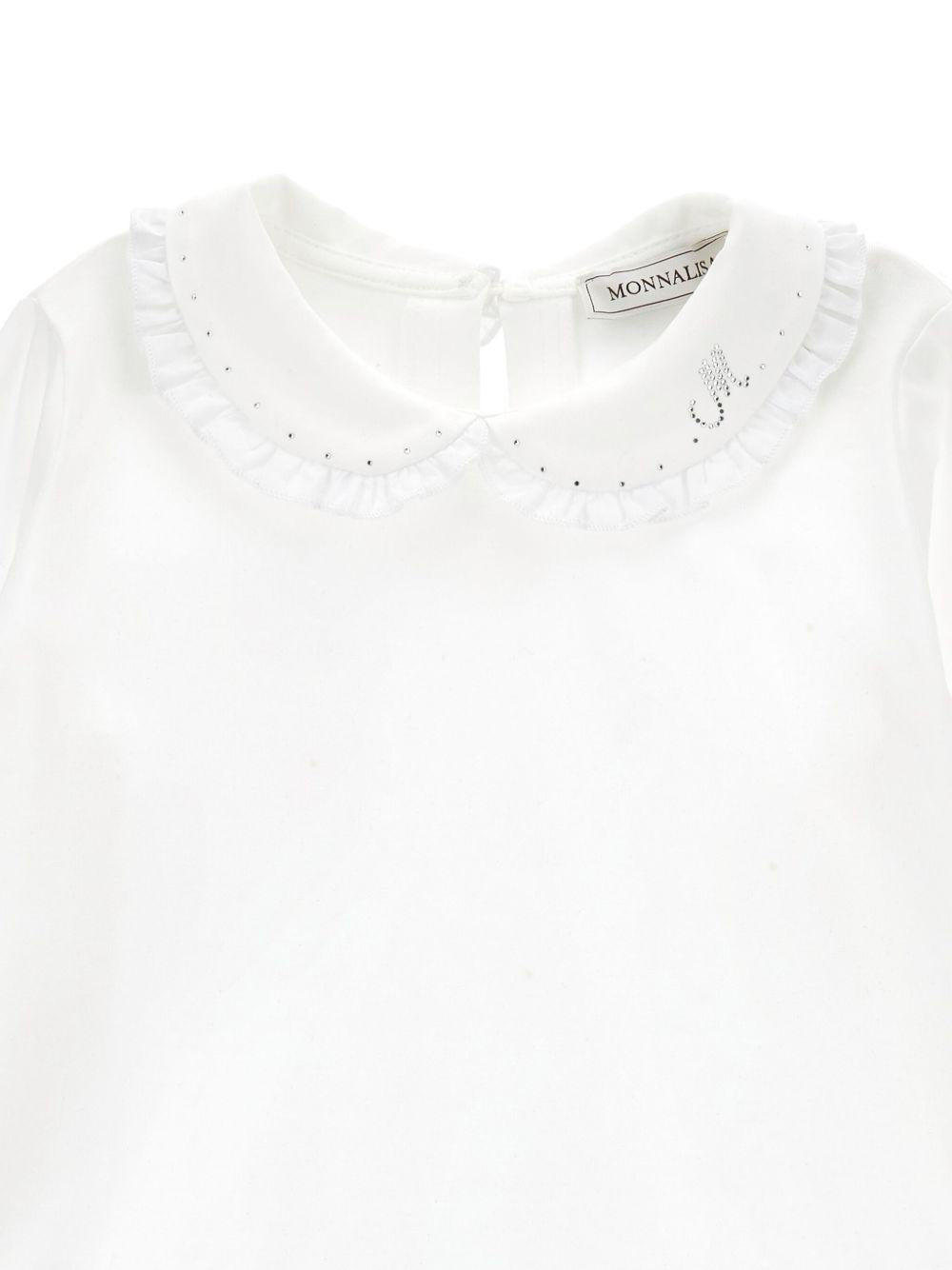 T-shirt per bambina Monnalisa bianca con ruches - Rubino Kids