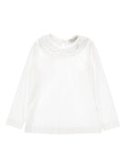 T-shirt per bambina Monnalisa bianca con ruches - Rubino Kids