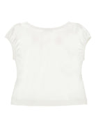 T-shirt per bambina Monnalisa bianca con stampa a fiori - Rubino Kids