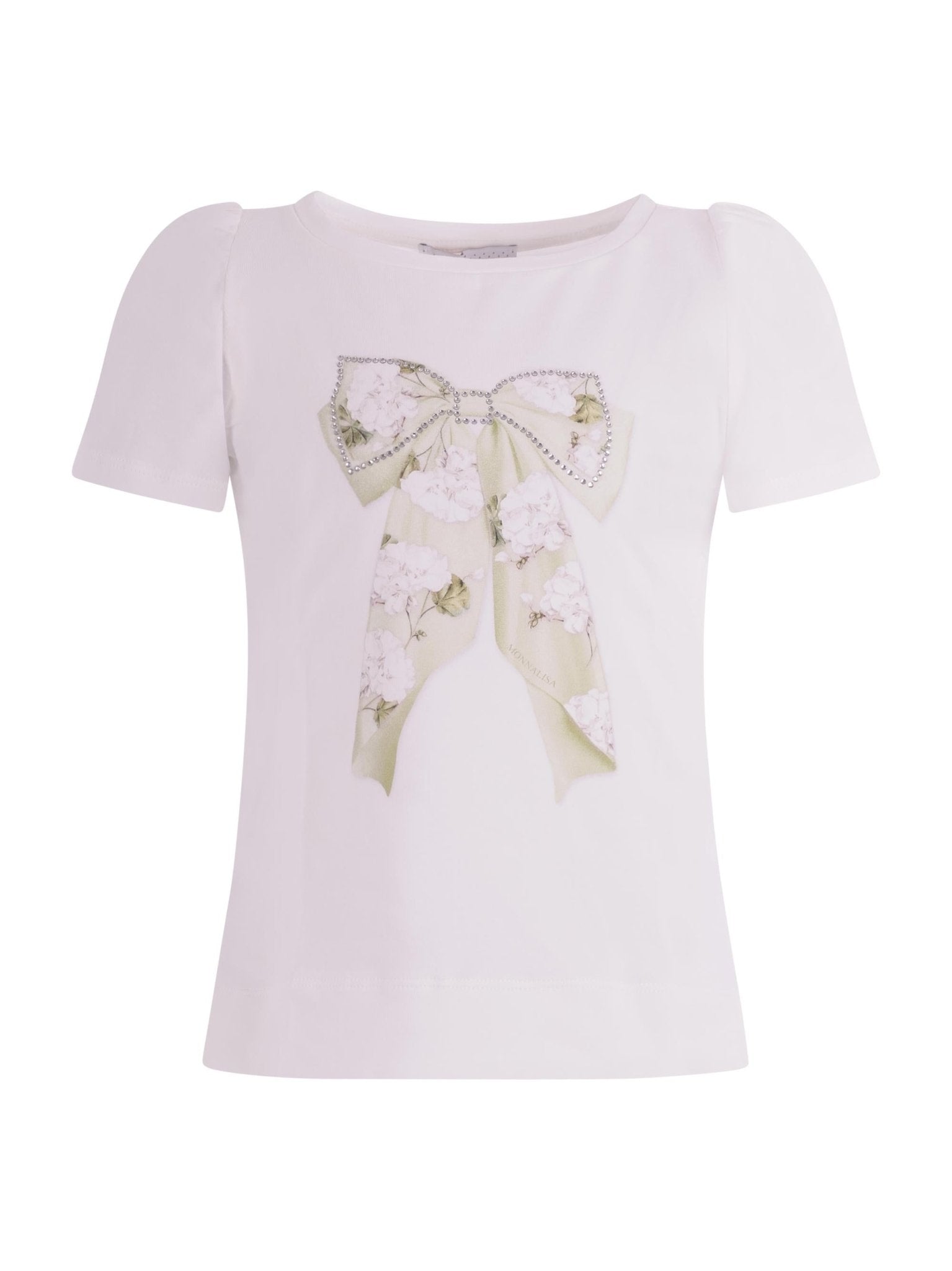 T-shirt per bambina Monnalisa bianca con stampa a fiori - Rubino Kids