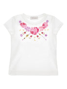 T-shirt per bambina Monnalisa bianca con stampa a fiori - Rubino Kids