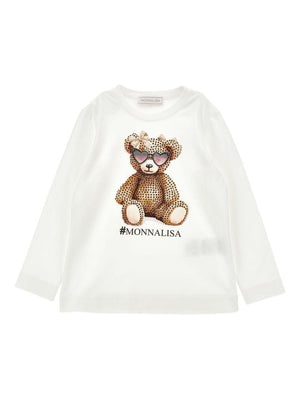 T-shirt per bambina Monnalisa bianca con stampa Bear