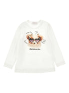 T-shirt per bambina Monnalisa bianca con stampa Bear - Rubino Kids
