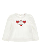 T-shirt per bambina Monnalisa bianca con stampa con logo sul davanti - Rubino Kids