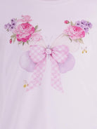 T-shirt per bambina Monnalisa bianca con stampa farfalle sul davanti - Rubino Kids