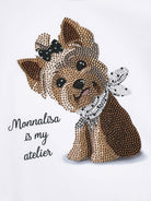 T-shirt per bambina Monnalisa bianca con stampa grafica cane - Rubino Kids