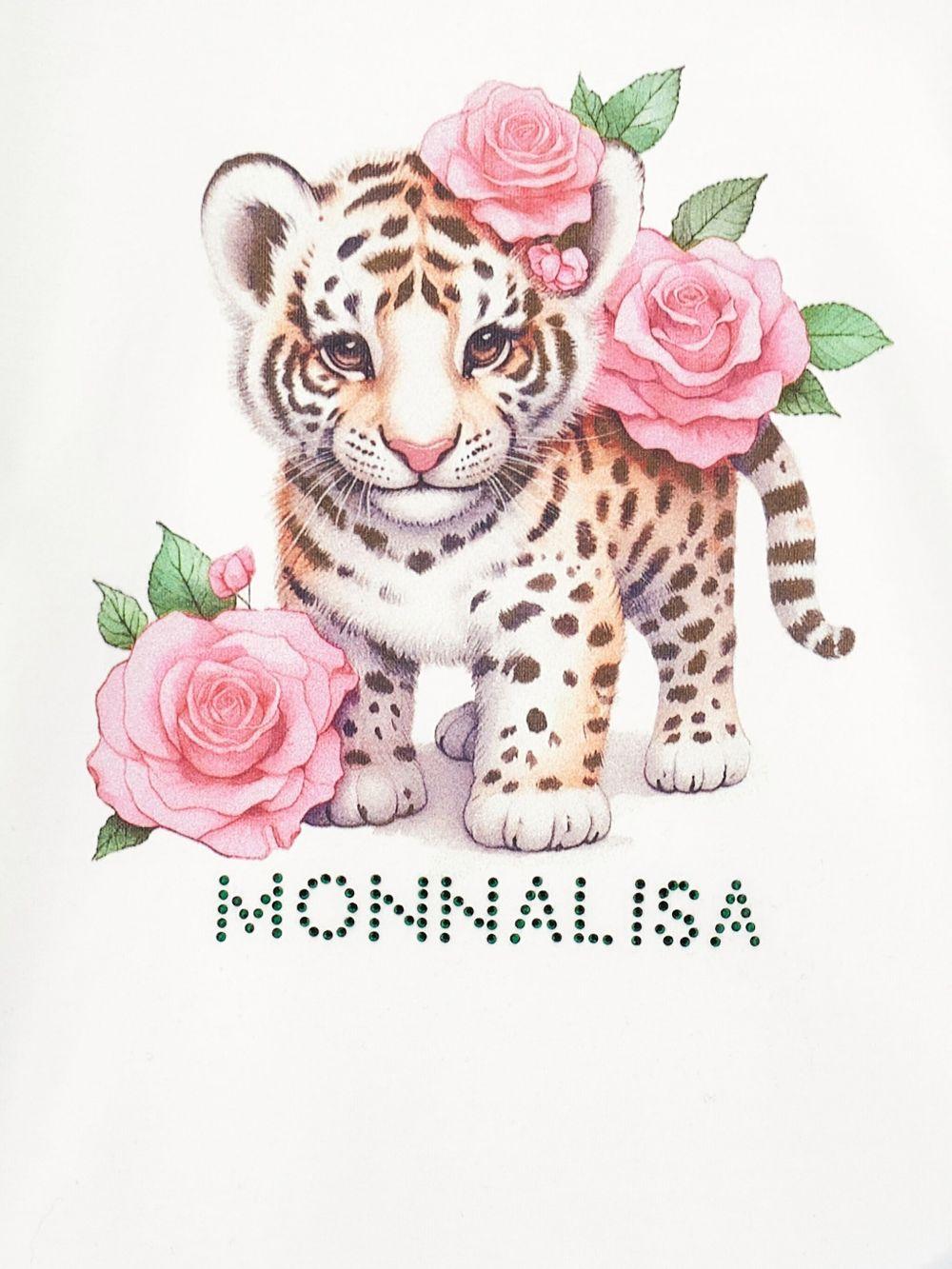 T-shirt per bambina Monnalisa bianca con stampa grafica - Rubino Kids
