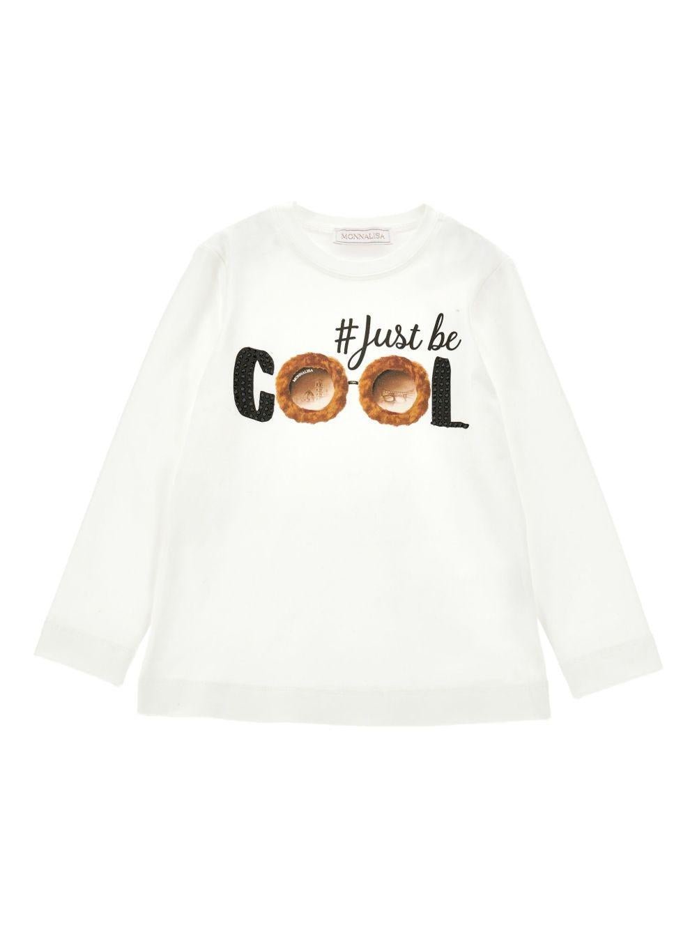 T-shirt per bambina Monnalisa bianca con stampa grafica - Rubino Kids