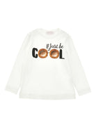 T-shirt per bambina Monnalisa bianca con stampa grafica - Rubino Kids