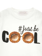 T-shirt per bambina Monnalisa bianca con stampa grafica - Rubino Kids