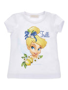 T-shirt per bambina Monnalisa bianca con stampa grafica Trilli - Rubino Kids