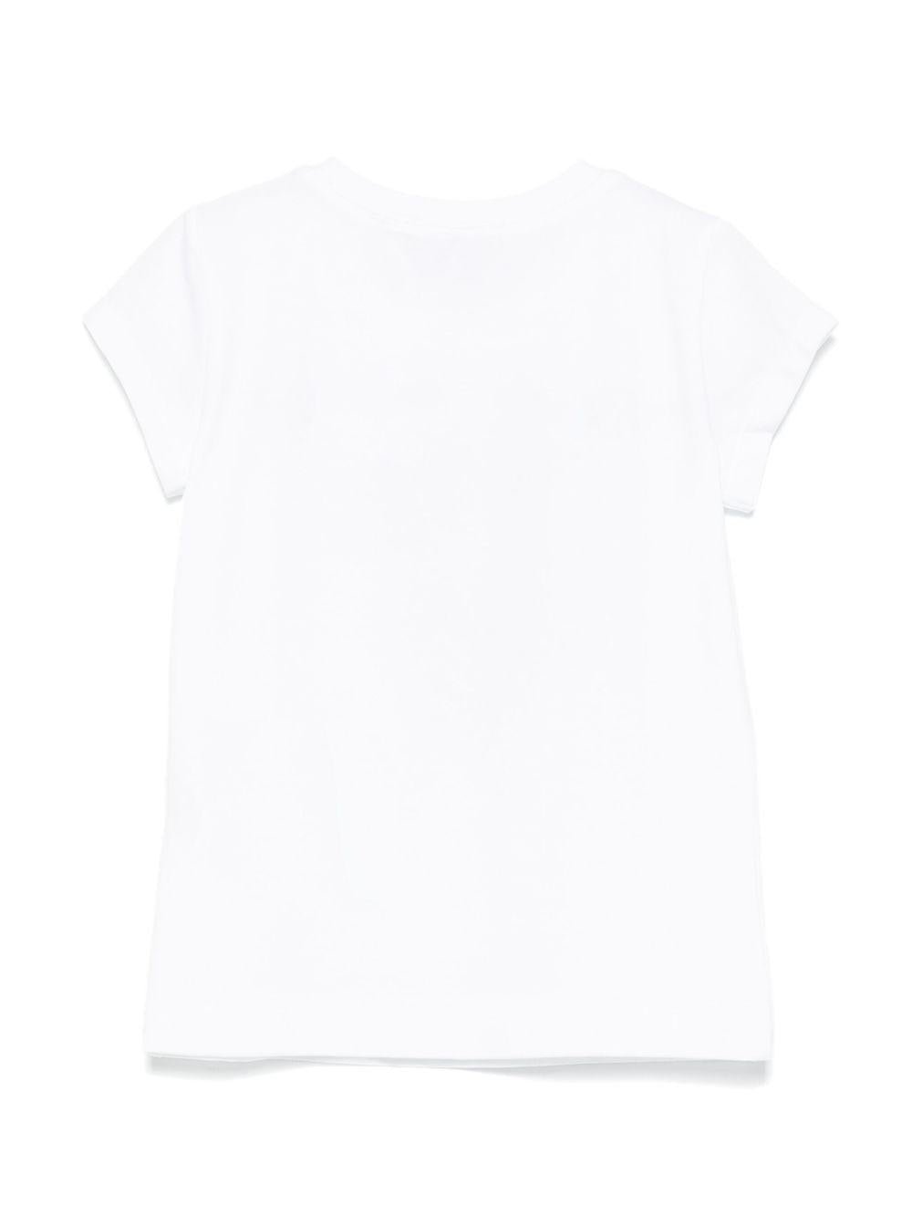 T-shirt per bambina Monnalisa bianco con decorazione di cristalli - Rubino Kids