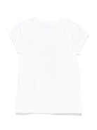 T-shirt per bambina Monnalisa bianco con decorazione di cristalli - Rubino Kids