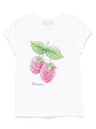 T-shirt per bambina Monnalisa bianco con decorazione di cristalli - Rubino Kids
