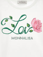 T-shirt per bambina Monnalisa bianco con design con testo Love - Rubino Kids
